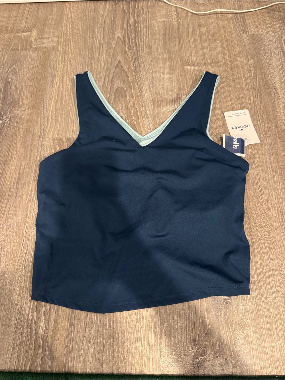 Jockey Navy Tank Top with Mint Trim